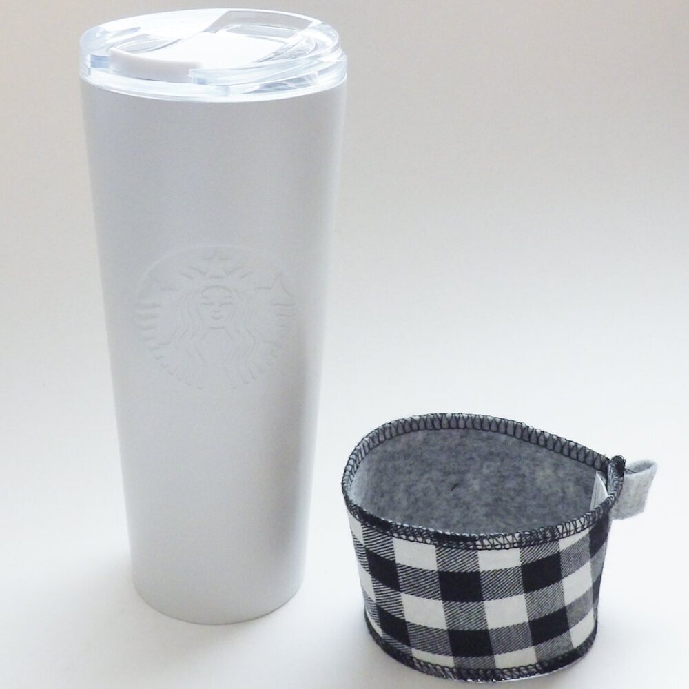 Starbucks White Pearlized Stainless Steel Travel Mug 16 oz. NEW w/ Bonus Wrapper - Picture 10 of 13